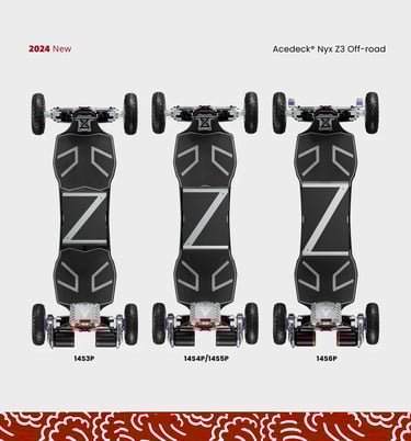 Acedeck Nyx Z3 top view of the 3 different sized batteries