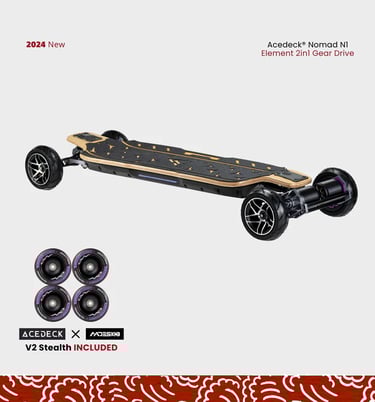 Acedeck Nomad N1 side view and V2 Stealth wheels