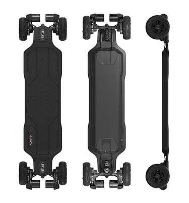 Exway Atlas Pro 4WD top, bottom and side view