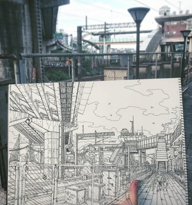 Urban sketch by artist Evgeny Bondarenko