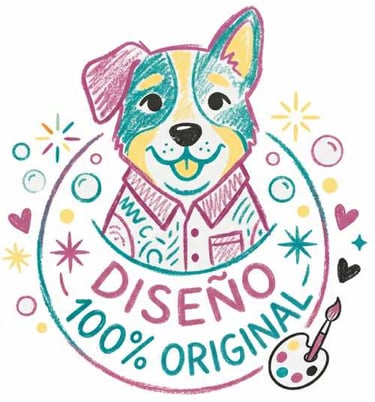 Ilustracion de un perro que indica ropa de diseño original para perros y gatos hecha a mano.