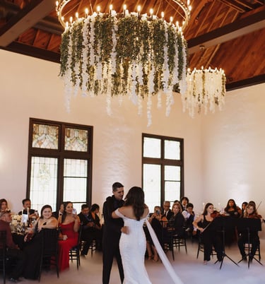 String quartet performs for newlyweds dance 