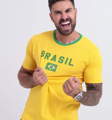 Camiseta Do Brasil Masculina Camisa Copa 2026 Amarela Verde