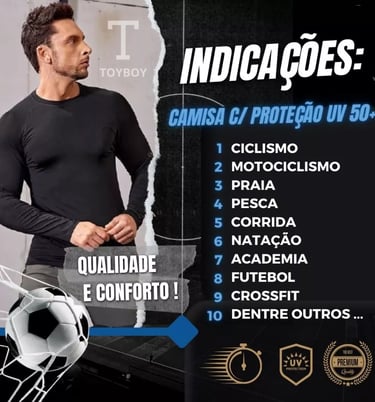 Kit 3 Camisa Térmica Masculina Manga Longa Proteção Uv50