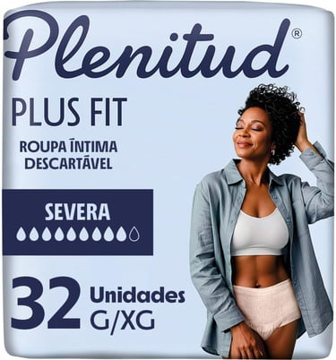 Plenitud® Plus Fit Roupa Íntima Descartável Tamanho G/XG, 32 Un, Discreto como calcinha, Absorção im