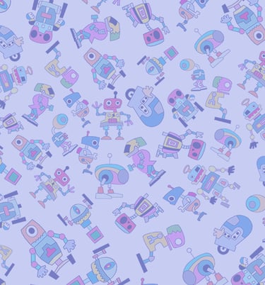 Robots Navy Blue Background