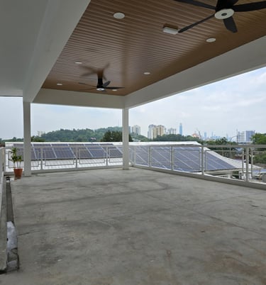 Shaded rooftop terrace in Kuari21 event space, Cheras KL