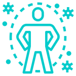 a man in a blue shirt is holding a computer