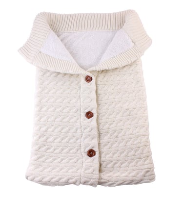 Baby sleeping bag with knitted fabric shell and fleece lining
