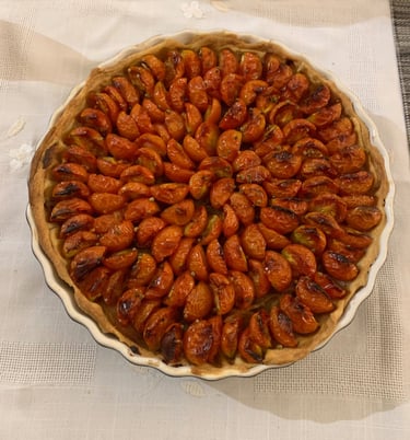 Tarte aux tomates cerises à la façon d'une tarte aux mirabelles chez Marmite et Papillote
