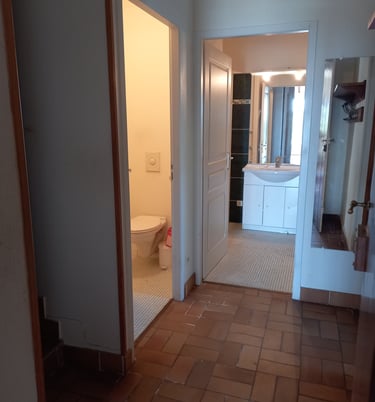 Frankrijk Zuid West Nouvelle-Aquitaine Gironde badkamer en apart toilet1