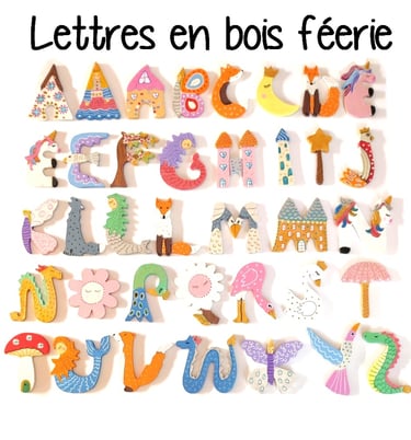 Lettres en bois thème fée et princesse