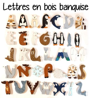 Lettres en bois prénom thème banquise