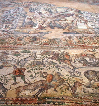 Late Roman mosaics at Villa Romana La Olmeda, Spain, 4th-5th centuries AD.