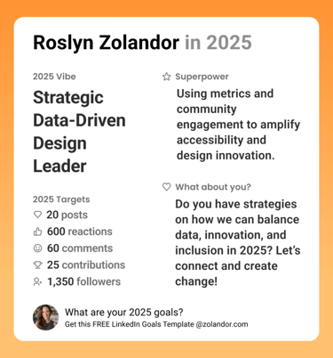 My LinkedIn Goals for 2025. Key sections are Vibe, Superpower, Targets & question.