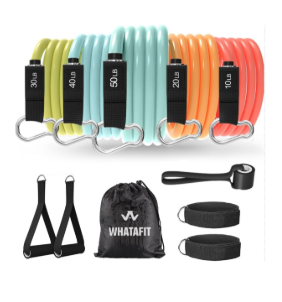 Whatafit non-toxic natural latex resistance bands set with 5 levels