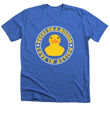 a blue t - shirt with a ducky in the middle of it