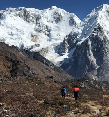 Mountain trekking in the Himalayas