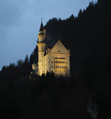 Neuschwanstein Castle in Winter at night