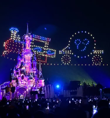Amazing drone show at Disneyland Paris, Euro Disney for Christmas and New Year