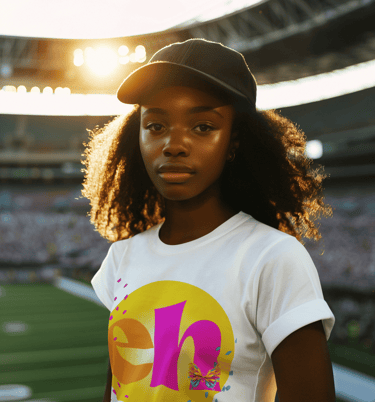 Gen Z girl member of the energizeHER Vilage for Girls in an energizeher logo tee