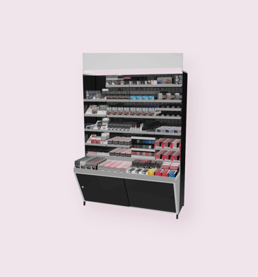 présentoir mural GMS cosmétique et maquillage