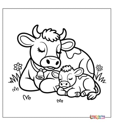cow calf coloring page for kids