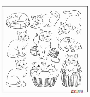 Cat coloring page pet animal printable for kids worksheet