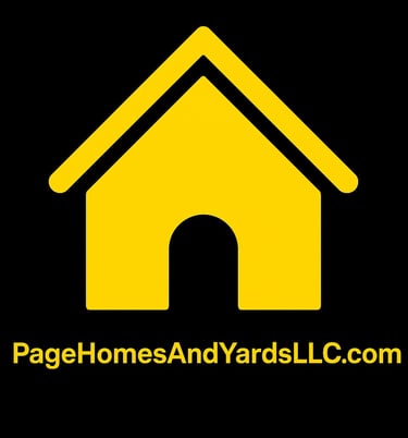 Yellow house logo for Page Homes and Yards LLC additional services section.