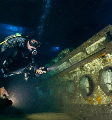 Diver inside of the Wreck F488