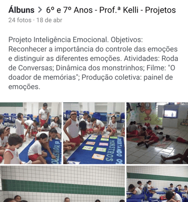 Registros de um dos projetos desenvolvidos por mim, em uma das escolas que lecionei.