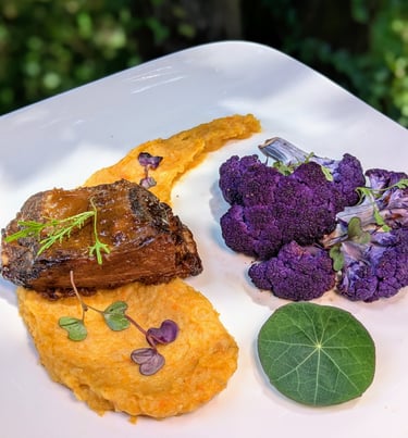 Bison short ribs purple cauliflower Private chef Portland Oregon PNW Healthy gluten-free dairy-free