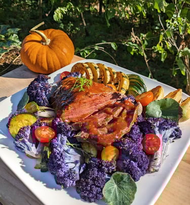 Roast local vegetables & beef, Best Private Chef farm-to-table Dinner Party Portland, OR gluten-free