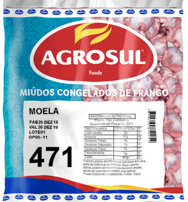 moela congelada peso padrão