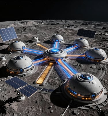 AgiTerA Autarky: Independent lunar energy outpost, representing SMARTTECH.ENERGY infrastructure