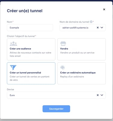 Création d'un tunnel de vente