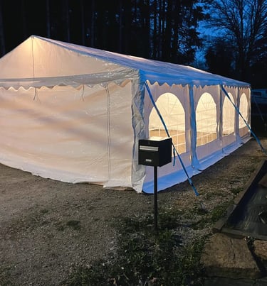 tente de réception de nuit, éclairage tente de réception pour événement