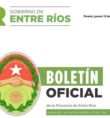 Publicar aviso boletín oficial entre Ríos