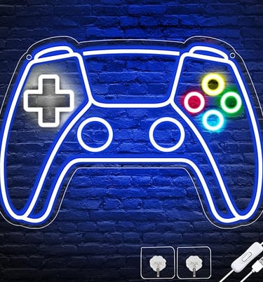 a neon - lit neon - lit video game controller controller