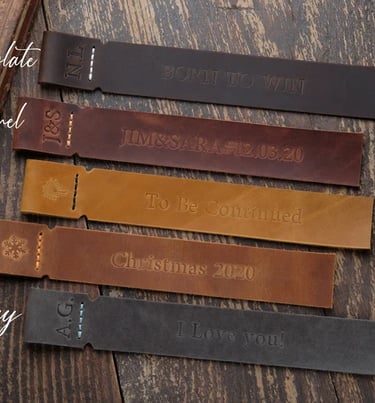 a book with a bookmarked leather strap