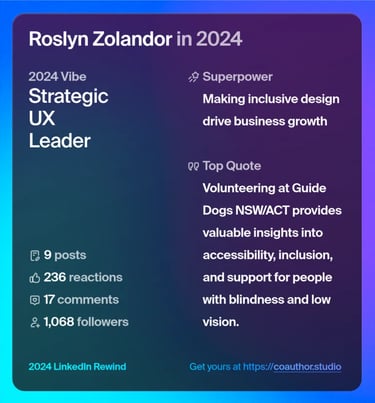 A LinkedIn Reflection of 2024. Key sections are Vibe, Superpower, Targets & Quote.