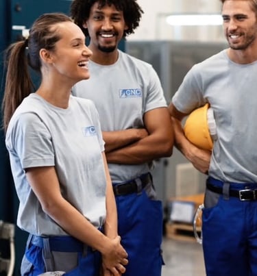 Team wearing custom company Tshirts with logo