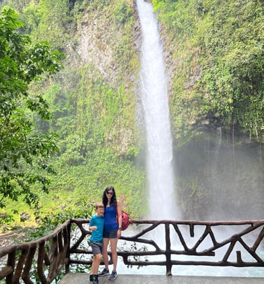 family at La Fortuna Waterfall costa rica