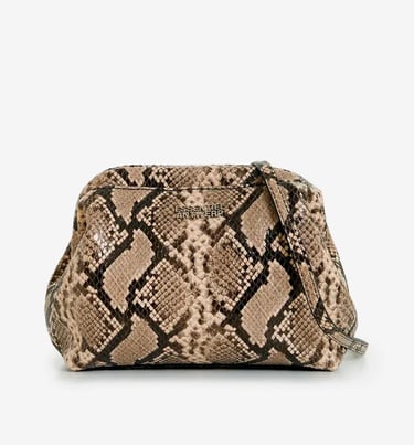 brown python print shoulder bag