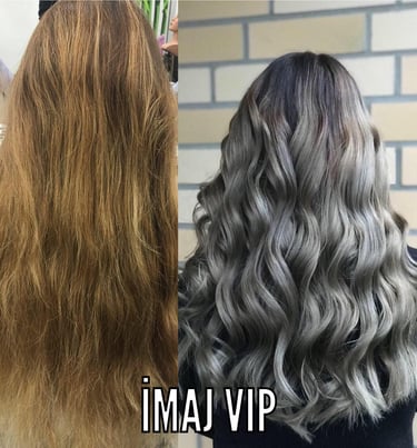 a woman with long hair and grey hair, with the words, i am a