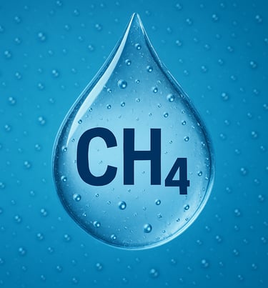 a water droplet with the word  methane ch4 in the middle of it