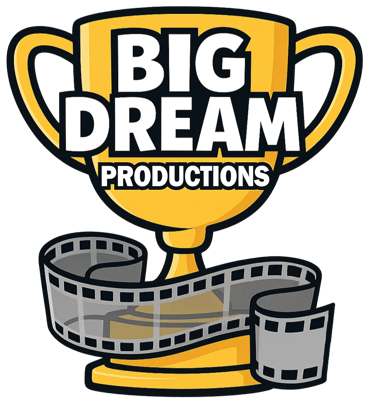 Logo Big Dream Productions - coppa d’oro con pellicola cinematografica, videomaking sportivo e story
