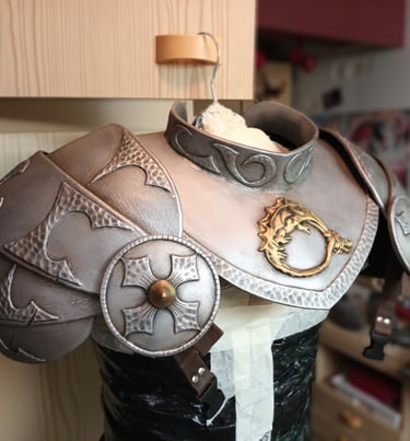 patinated knight armor for cosplay made of EVA foam