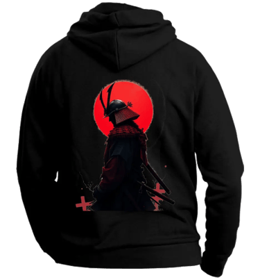 felpa con cappuccio unisex black back samurai