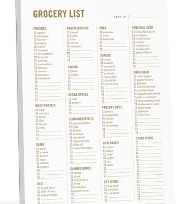 Grocery List Magnet Pad